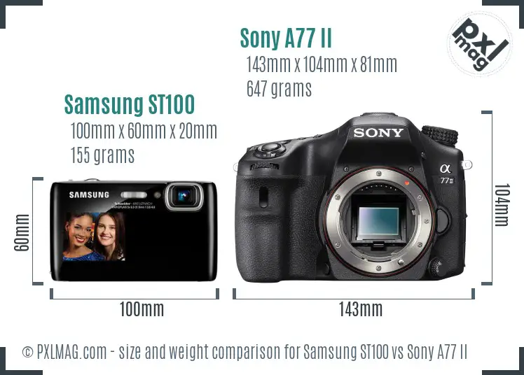 Samsung ST100 vs Sony A77 II size comparison Samsung ST100 vs Sony A77 II size comparison