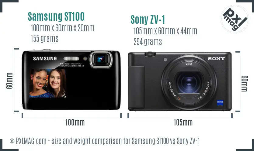Samsung ST100 vs Sony ZV-1 size comparison Samsung ST100 vs Sony ZV-1 size comparison