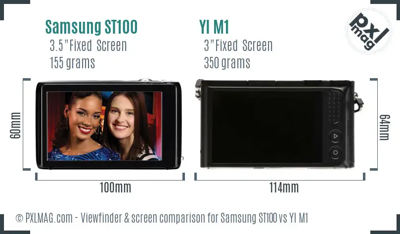 Samsung ST100 vs YI M1 Screen and Viewfinder comparison