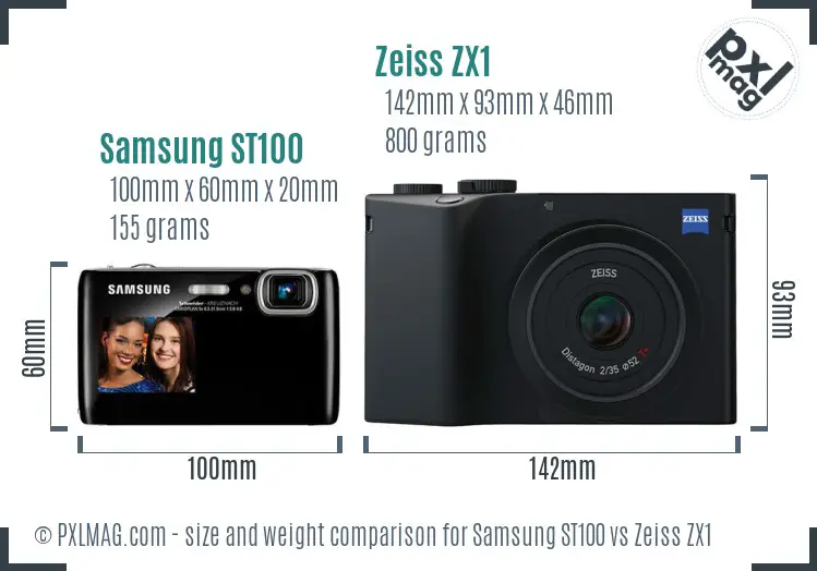 Samsung ST100 vs Zeiss ZX1 size comparison Samsung ST100 vs Zeiss ZX1 size comparison