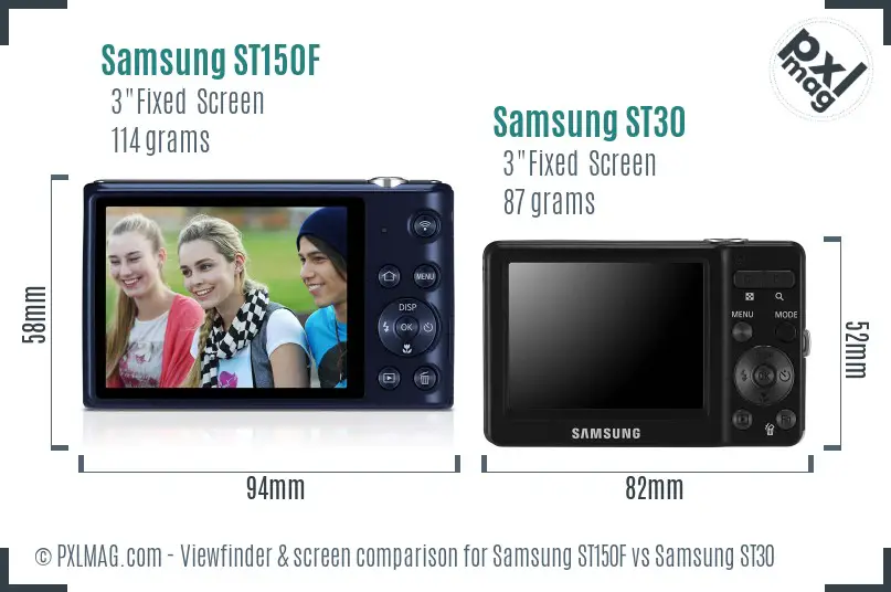 Samsung ST150F vs Samsung ST30 Screen and Viewfinder comparison
