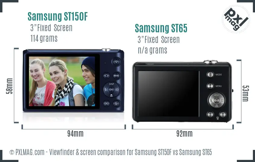 Samsung ST150F vs Samsung ST65 Screen and Viewfinder comparison