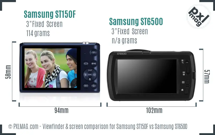 Samsung ST150F vs Samsung ST6500 Screen and Viewfinder comparison