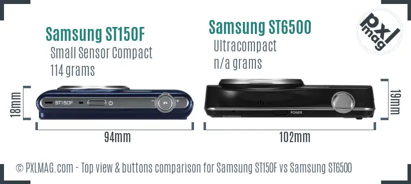 Samsung ST150F vs Samsung ST6500 top view buttons comparison