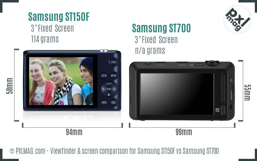 Samsung ST150F vs Samsung ST700 Screen and Viewfinder comparison
