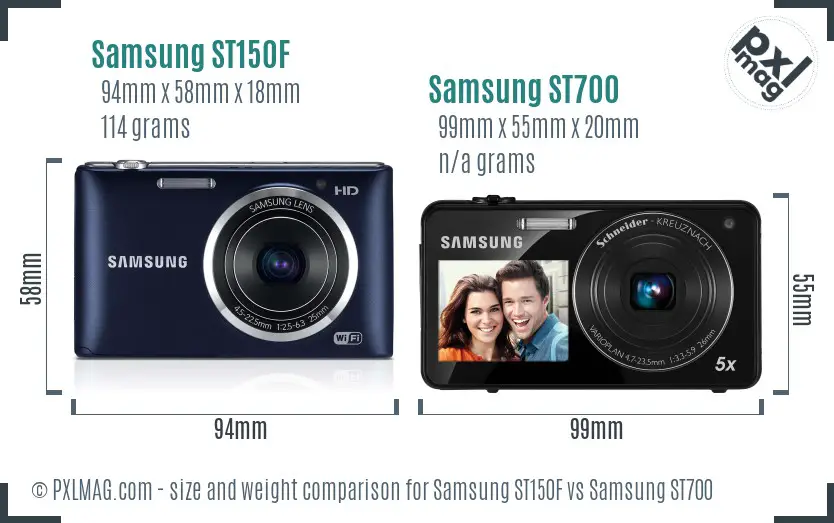 Samsung ST150F vs Samsung ST700 size comparison