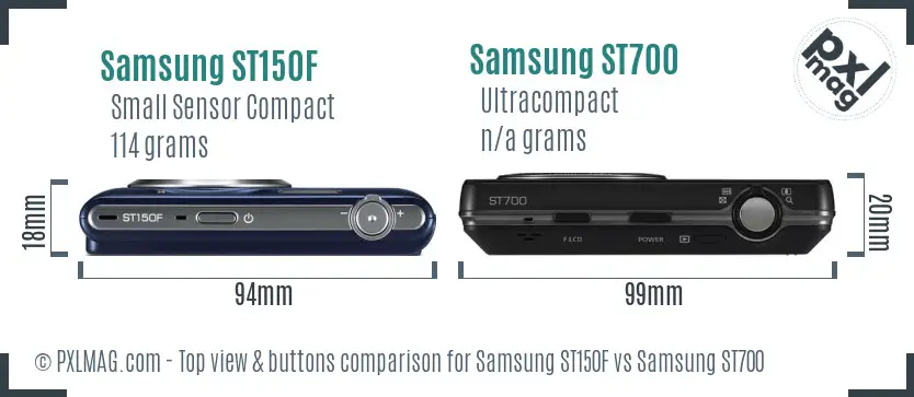 Samsung ST150F vs Samsung ST700 top view buttons comparison
