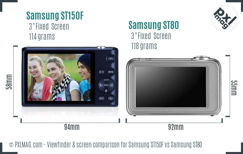 Samsung ST150F vs Samsung ST80 Screen and Viewfinder comparison