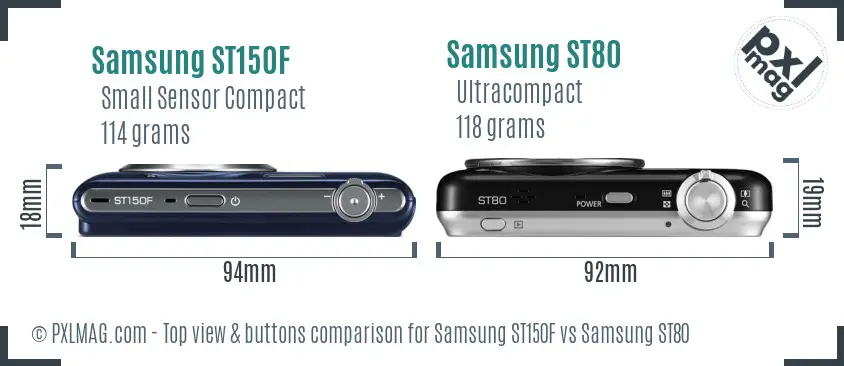 Samsung ST150F vs Samsung ST80 top view buttons comparison