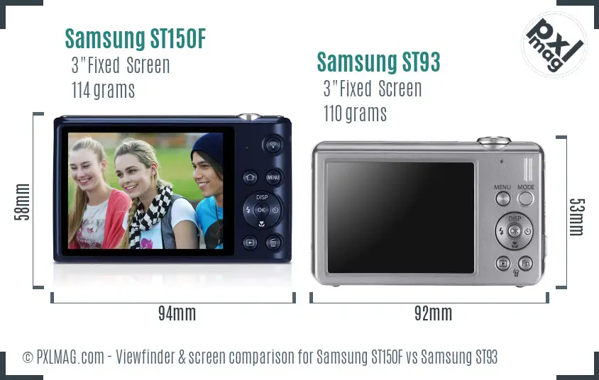 Samsung ST150F vs Samsung ST93 Screen and Viewfinder comparison