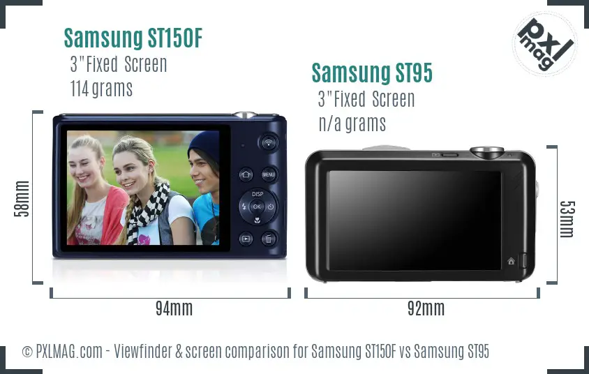 Samsung ST150F vs Samsung ST95 Screen and Viewfinder comparison