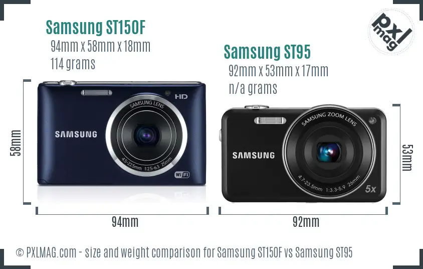 Samsung ST150F vs Samsung ST95 size comparison