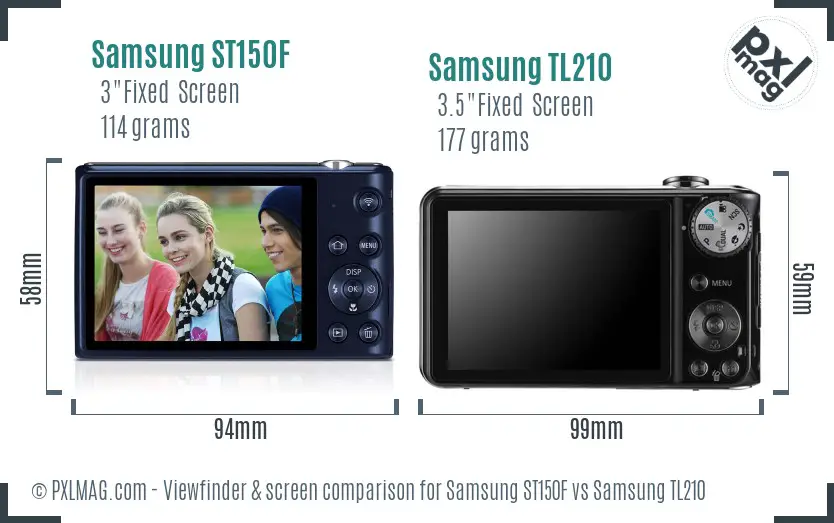 Samsung ST150F vs Samsung TL210 Screen and Viewfinder comparison