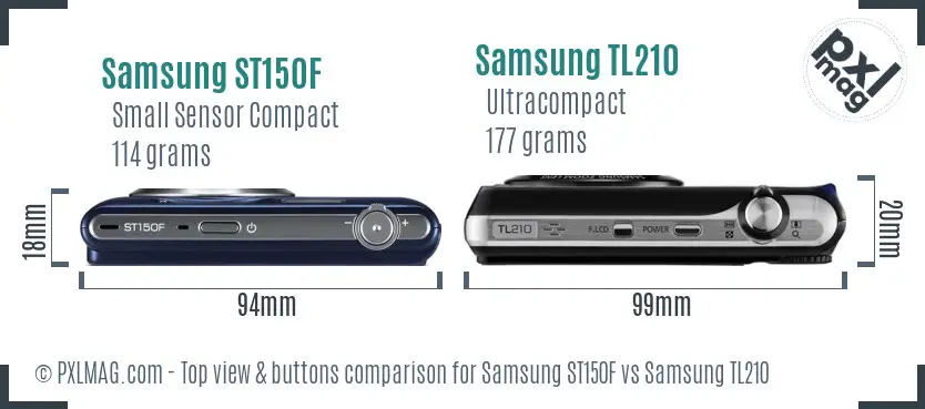 Samsung ST150F vs Samsung TL210 top view buttons comparison