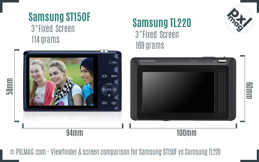 Samsung ST150F vs Samsung TL220 Screen and Viewfinder comparison