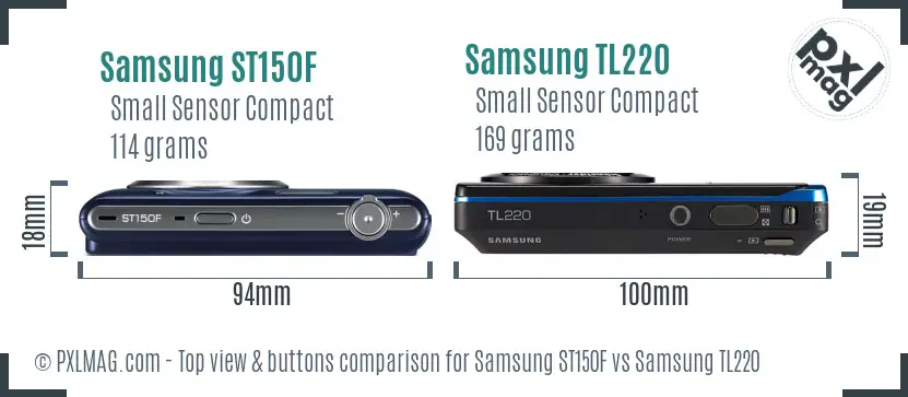 Samsung ST150F vs Samsung TL220 top view buttons comparison