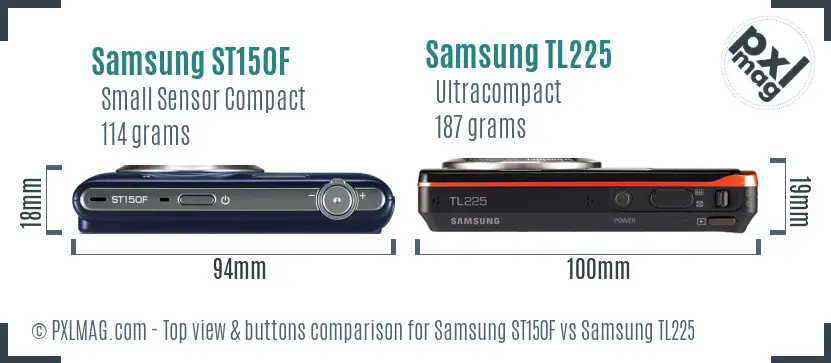 Samsung ST150F vs Samsung TL225 top view buttons comparison