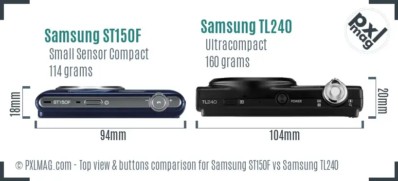 Samsung ST150F vs Samsung TL240 top view buttons comparison