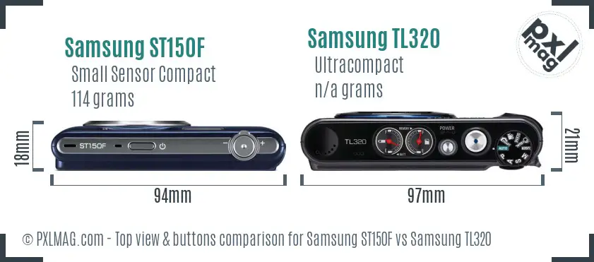 Samsung ST150F vs Samsung TL320 top view buttons comparison