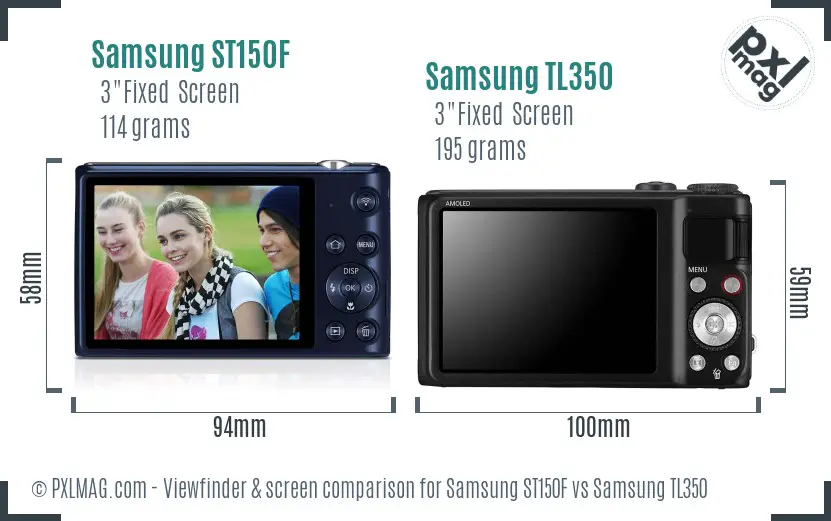 Samsung ST150F vs Samsung TL350 Screen and Viewfinder comparison