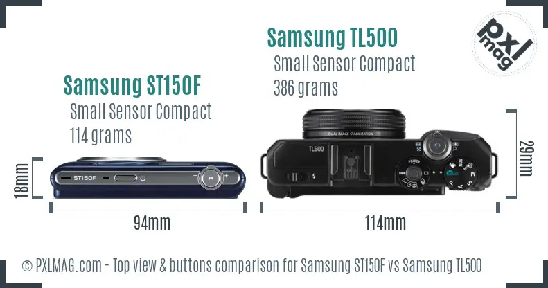 Samsung ST150F vs Samsung TL500 top view buttons comparison