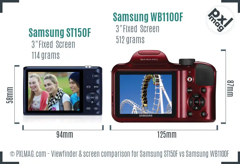 Samsung ST150F vs Samsung WB1100F Screen and Viewfinder comparison