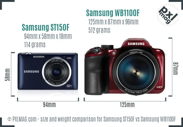 Samsung ST150F vs Samsung WB1100F size comparison