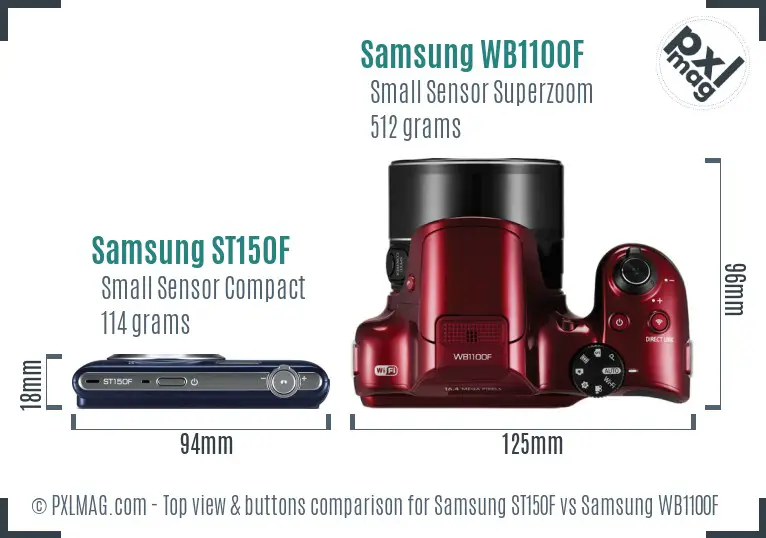 Samsung ST150F vs Samsung WB1100F top view buttons comparison