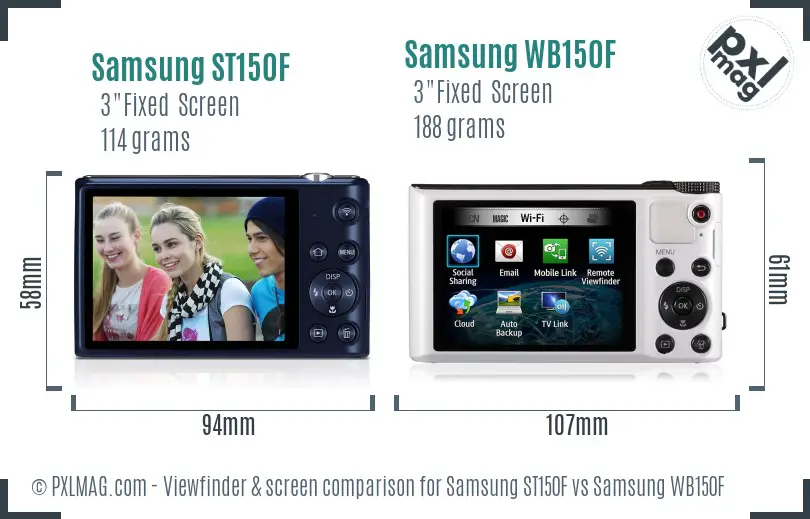 Samsung ST150F vs Samsung WB150F Screen and Viewfinder comparison