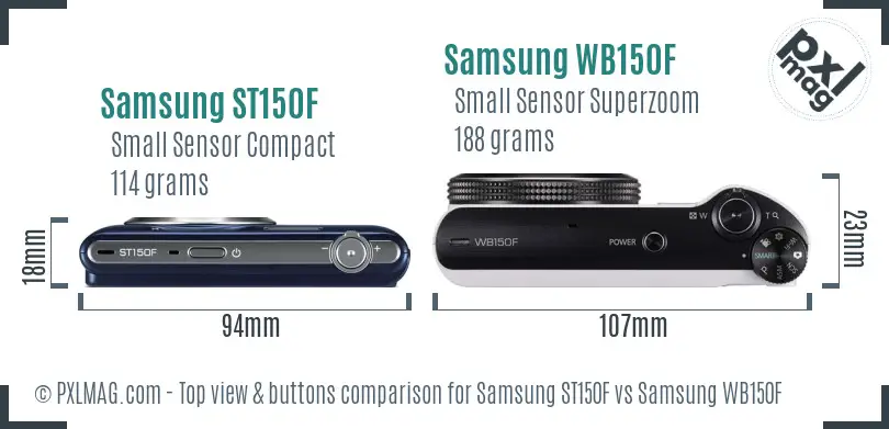 Samsung ST150F vs Samsung WB150F top view buttons comparison