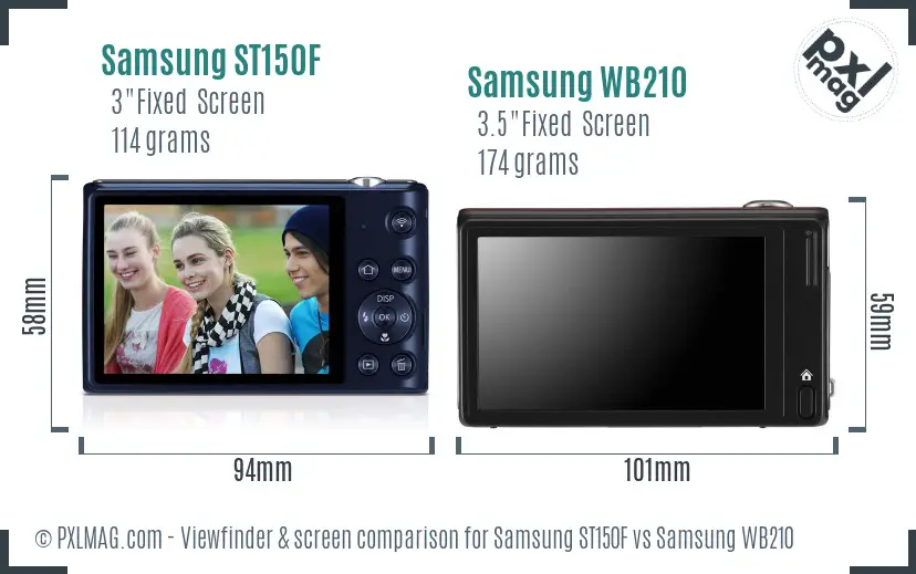 Samsung ST150F vs Samsung WB210 Screen and Viewfinder comparison