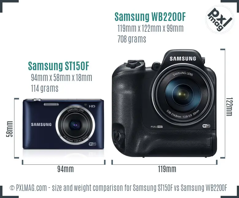 Samsung ST150F vs Samsung WB2200F size comparison