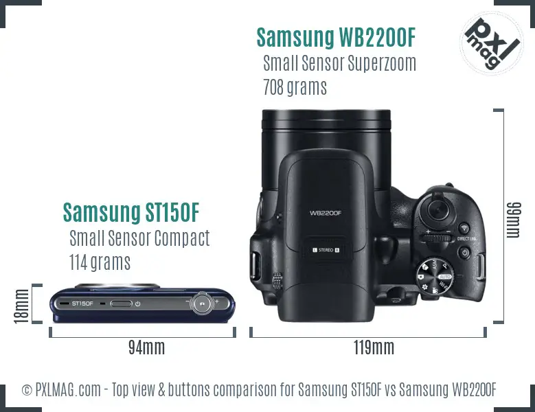 Samsung ST150F vs Samsung WB2200F top view buttons comparison
