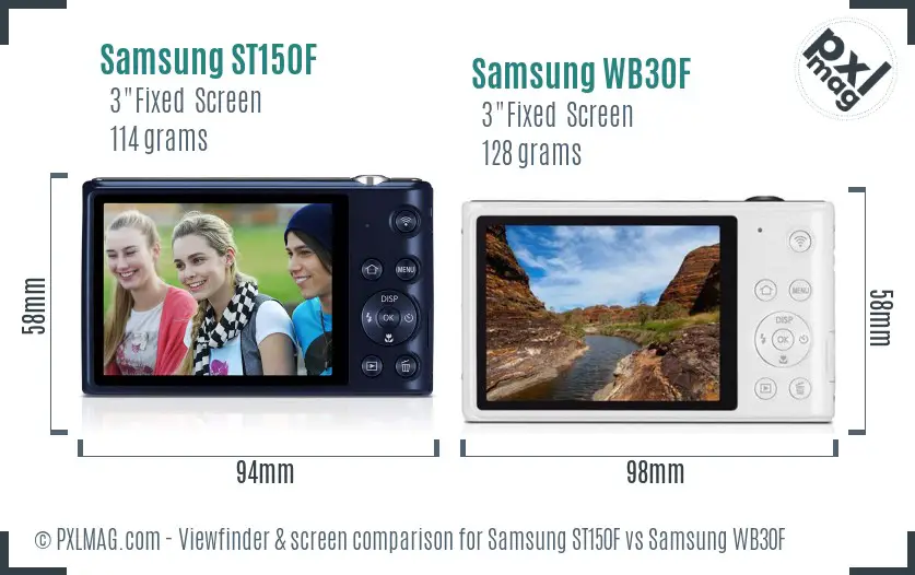 Samsung ST150F vs Samsung WB30F Screen and Viewfinder comparison