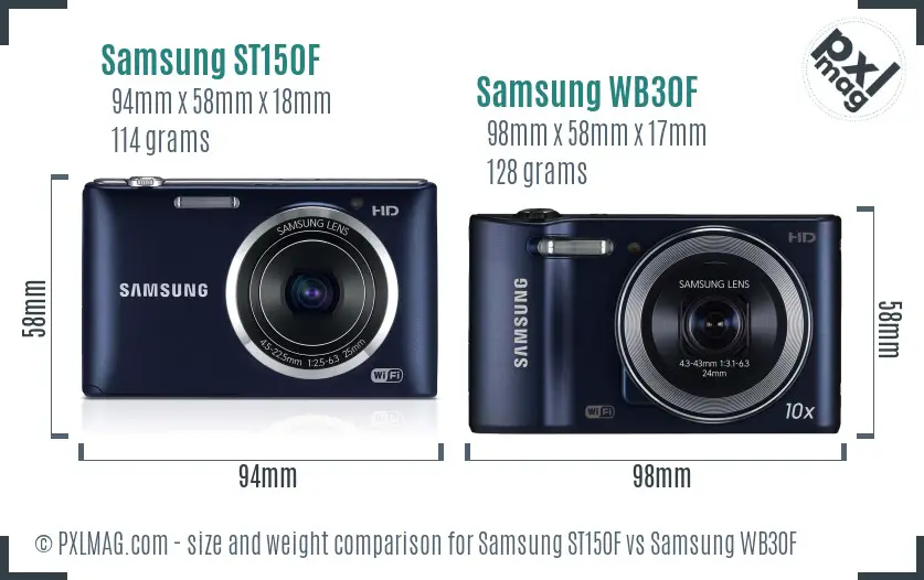 Samsung ST150F vs Samsung WB30F size comparison
