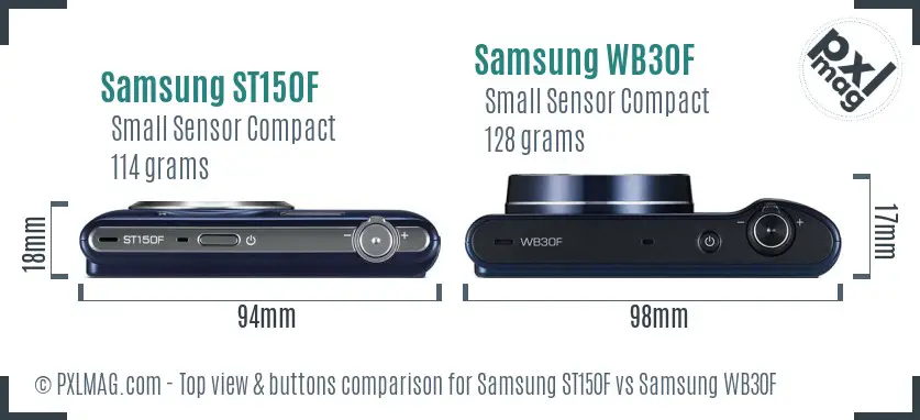 Samsung ST150F vs Samsung WB30F top view buttons comparison