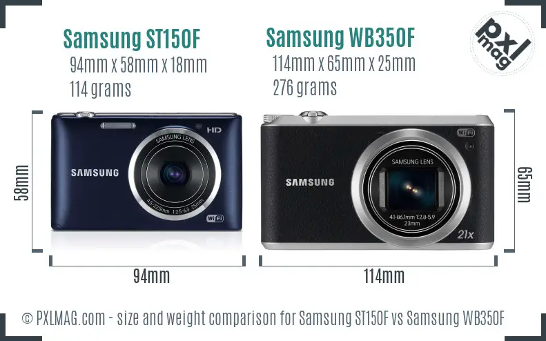 Samsung ST150F vs Samsung WB350F size comparison
