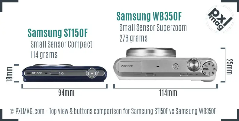 Samsung ST150F vs Samsung WB350F top view buttons comparison