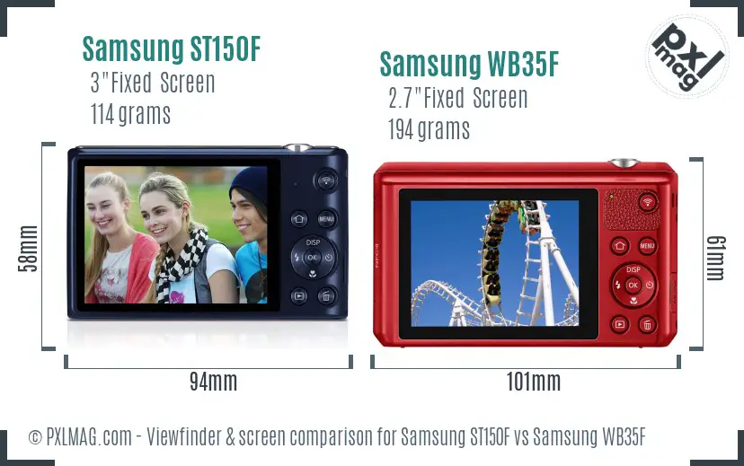 Samsung ST150F vs Samsung WB35F Screen and Viewfinder comparison