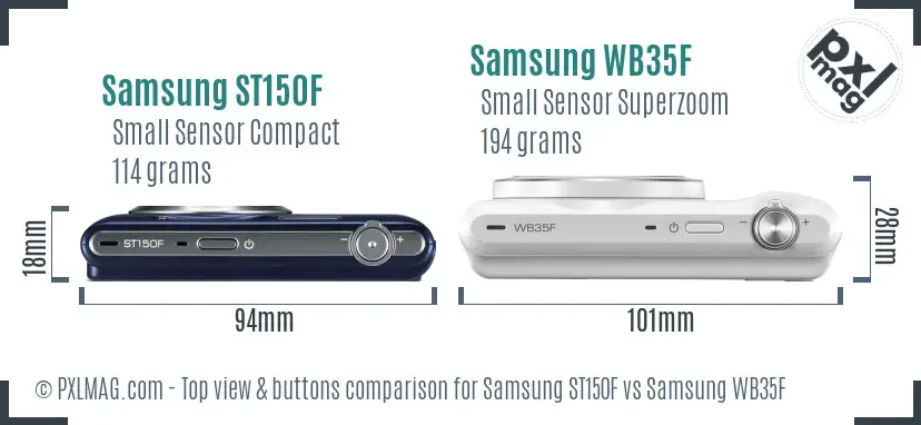 Samsung ST150F vs Samsung WB35F top view buttons comparison