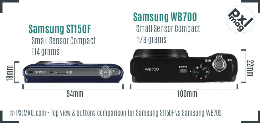 Samsung ST150F vs Samsung WB700 top view buttons comparison
