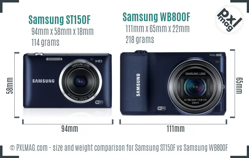 Samsung ST150F vs Samsung WB800F size comparison