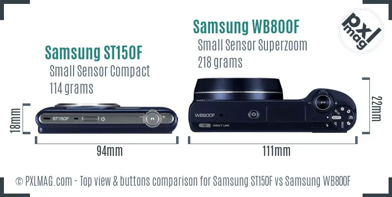 Samsung ST150F vs Samsung WB800F top view buttons comparison
