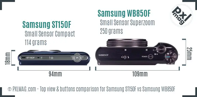 Samsung ST150F vs Samsung WB850F top view buttons comparison