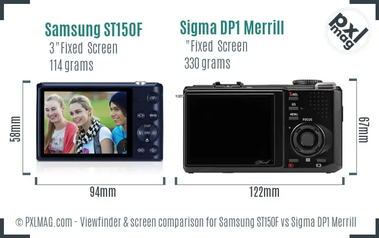 Samsung ST150F vs Sigma DP1 Merrill Screen and Viewfinder comparison