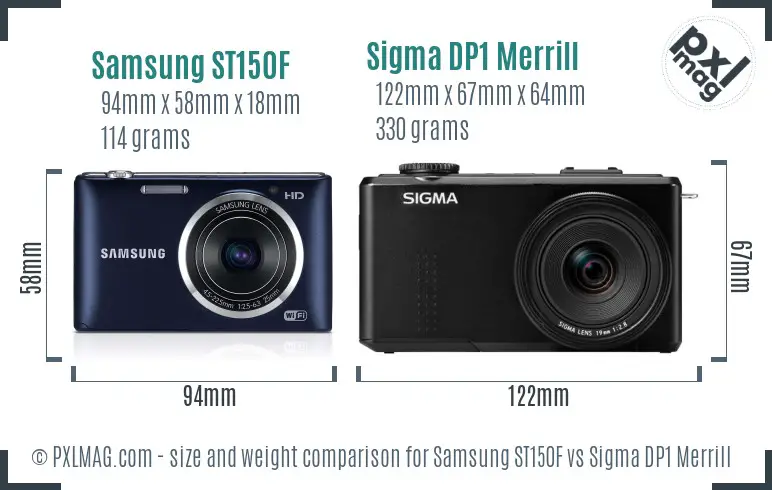 Samsung ST150F vs Sigma DP1 Merrill size comparison