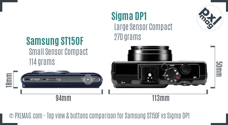 Samsung ST150F vs Sigma DP1 top view buttons comparison