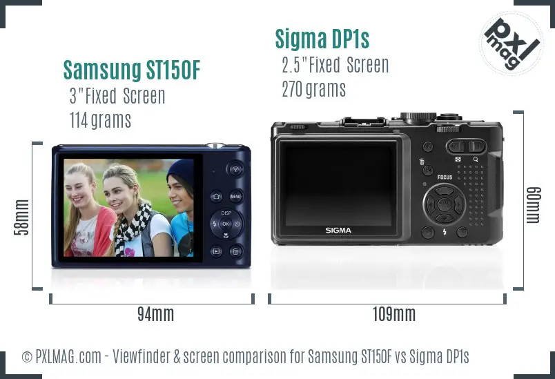 Samsung ST150F vs Sigma DP1s Screen and Viewfinder comparison