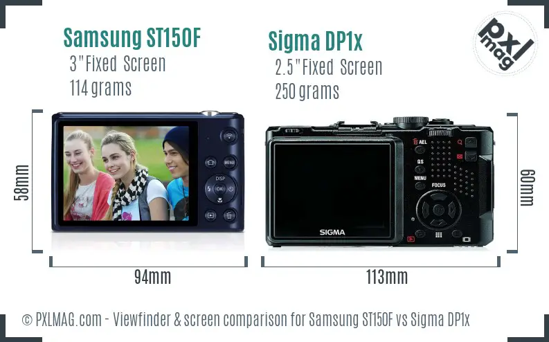 Samsung ST150F vs Sigma DP1x Screen and Viewfinder comparison