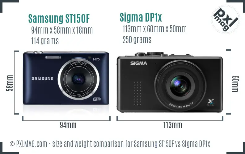 Samsung ST150F vs Sigma DP1x size comparison